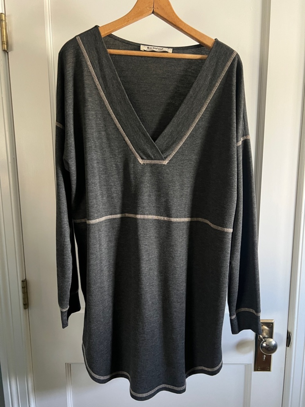 Three Bird Nest Charcoal V-Neck Tunic Top